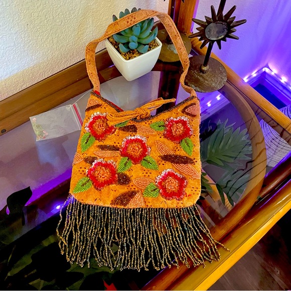 90s does 20s BEBE Beaded Evening Bag Cocktail Purse - Picture 1 of 8